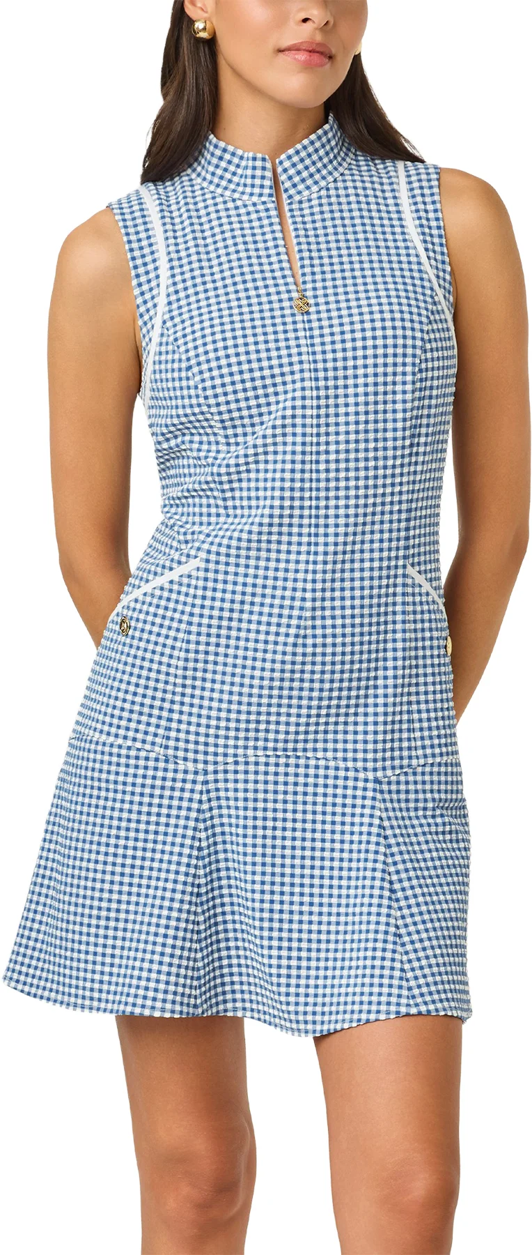 Lilly Pulitzer Womens UPF 50+ Luxletic Kathy Flounce Sleeveless Golf Dress - 4013XI S NV/GNG - 0