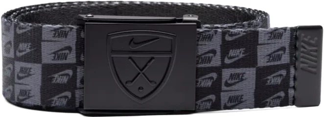 Nike Double Logo Crested Reversible Web Mens Golf Belt - Black, Size: One Size