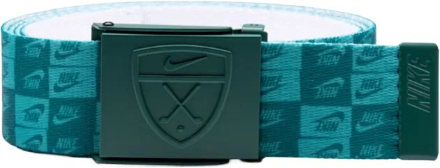 Nike Double Logo Crested Reversible Web Mens Golf Belt - Green, Size: One Size