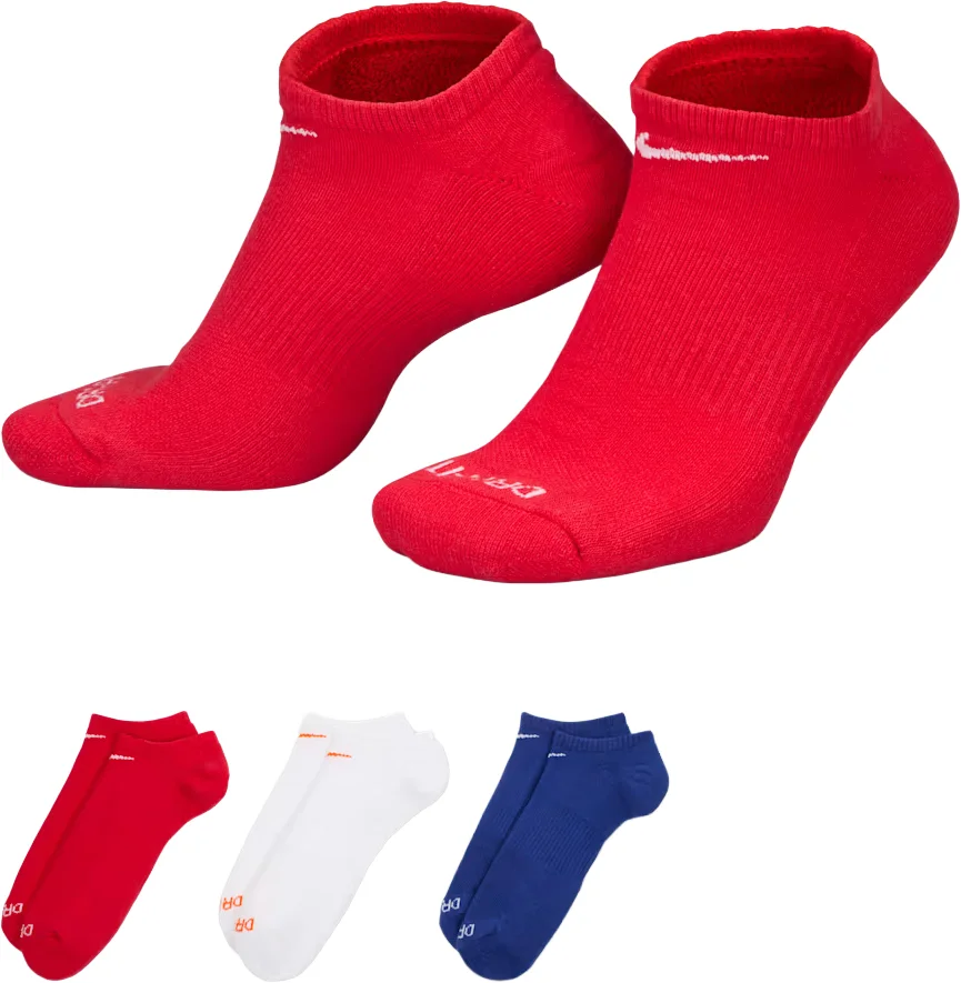 Nike Everyday Plus Cushion No-Show Socks - 3 Pack - Multicolor, Size: X-Large (12-15)