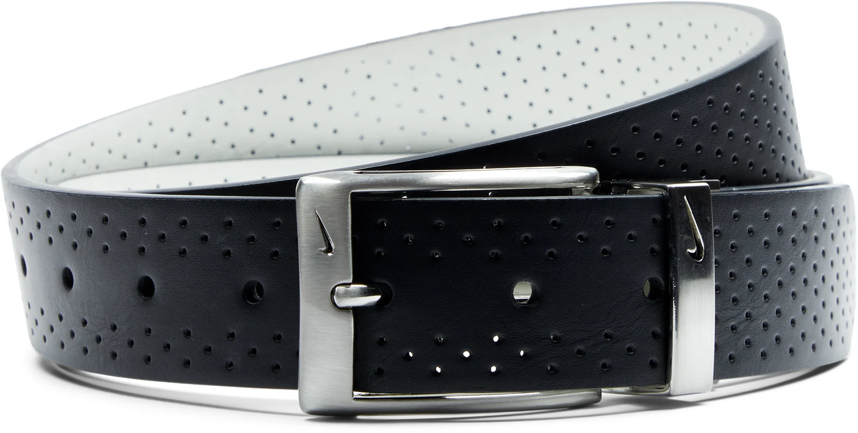 Nike Perforated Reversible Ultralight Buckle Mens Golf Belt - White, Size: Medium (34-36)