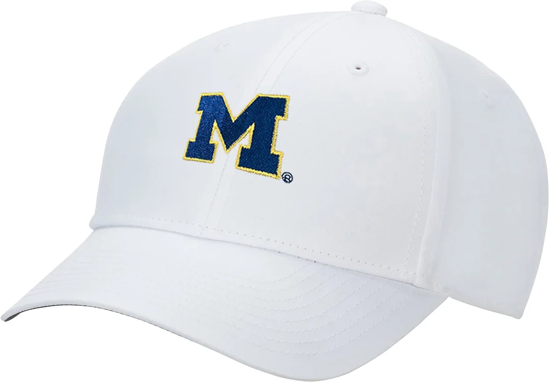 Nike University of Michigan Dri-FIT Club Mens Golf Hat - Block M Logo - White, Size: Medium/Large