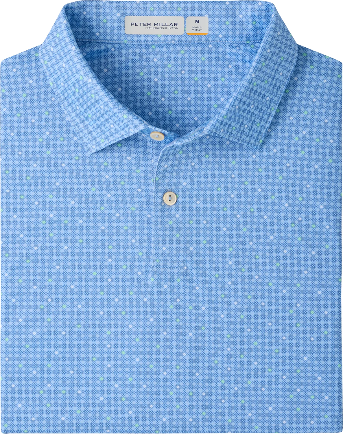 Peter Millar Featherweight Gingham Performance Mens Golf Polo - Blue, Size: Small