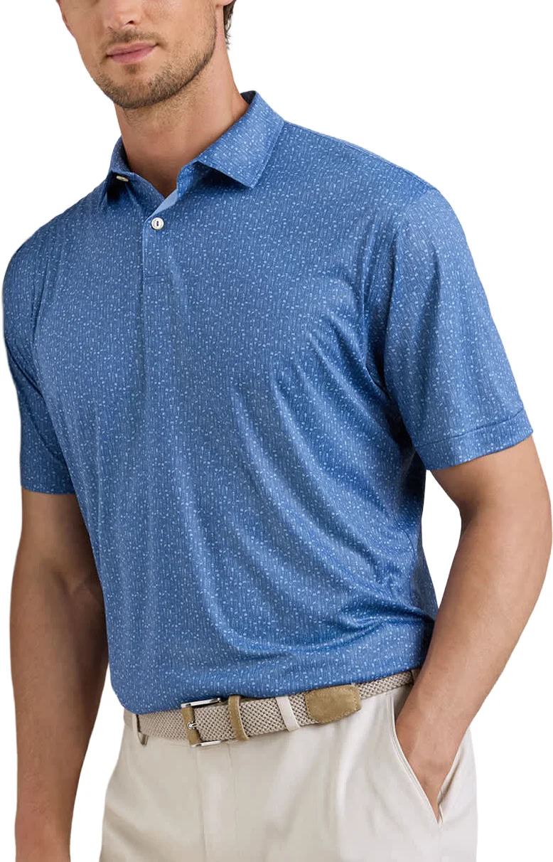 Peter Millar Featherweight Headcovers Performance Mens Golf Polo - Blue, Size: X-Large
