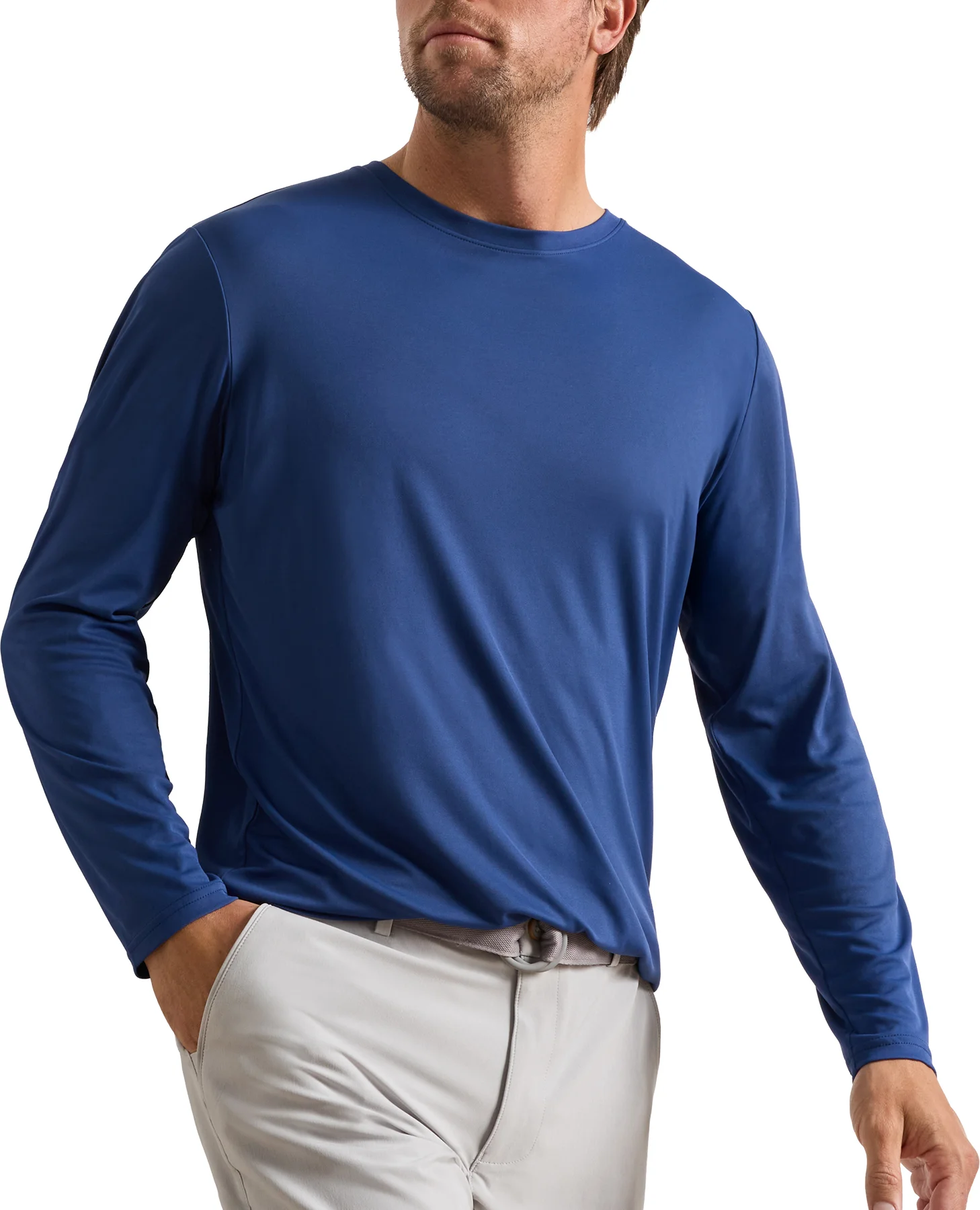 Peter Millar Featherweight Long Sleeve Performance Sun Mens Golf Shirt - Blue, Size: Small