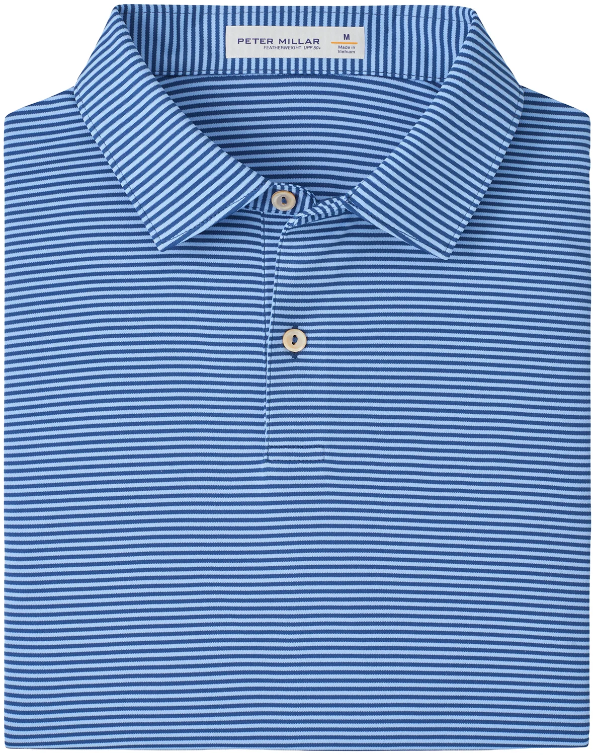 Peter Millar Featherweight Market Stripe Performance Mens Golf Polo - Blue, Size: XXL