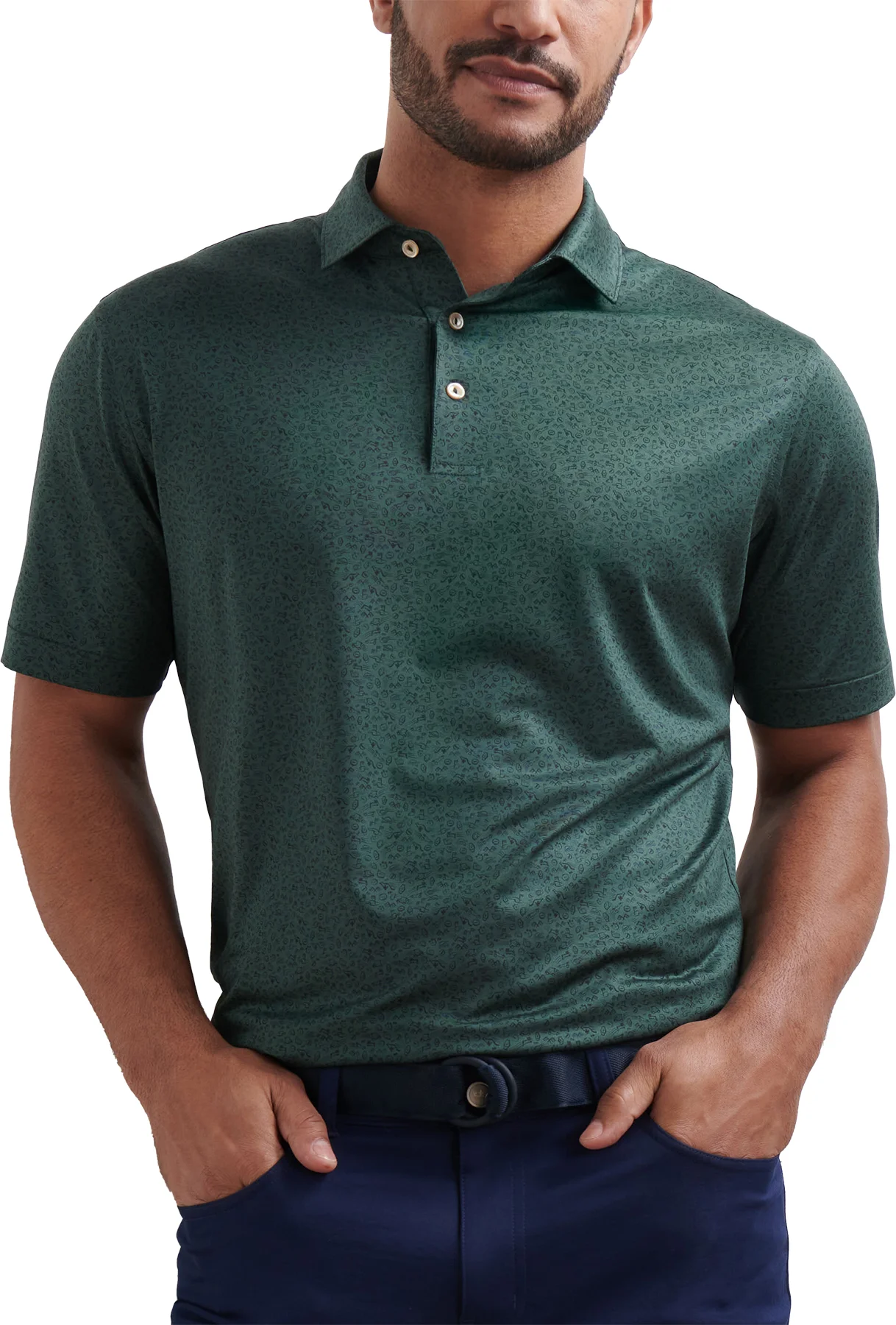 Peter Millar No Slow Play Performance Jersey Mens Golf Polo - Green, Size: X-Large