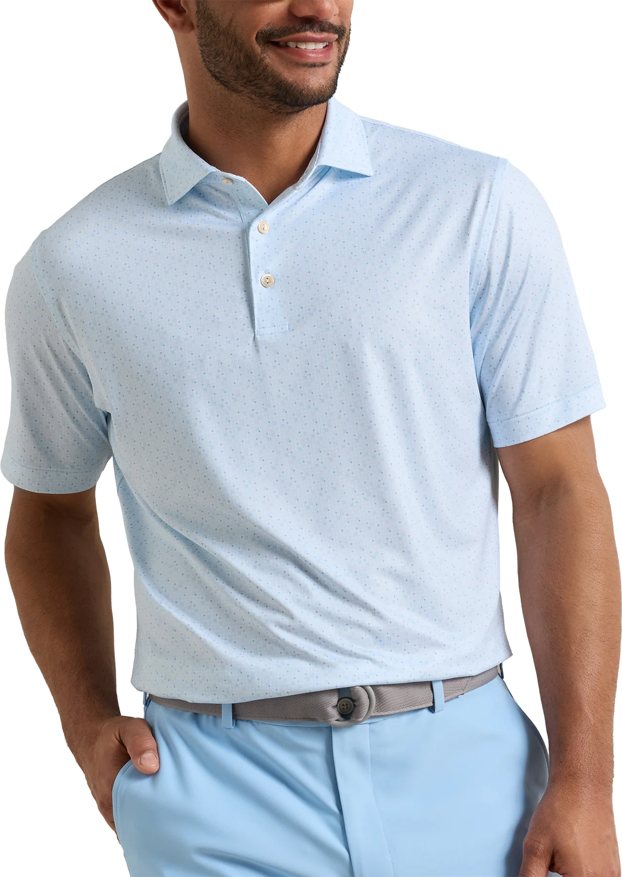 Peter Millar Rivington Performance Jersey Mens Golf Polo - Blue, Size: Small