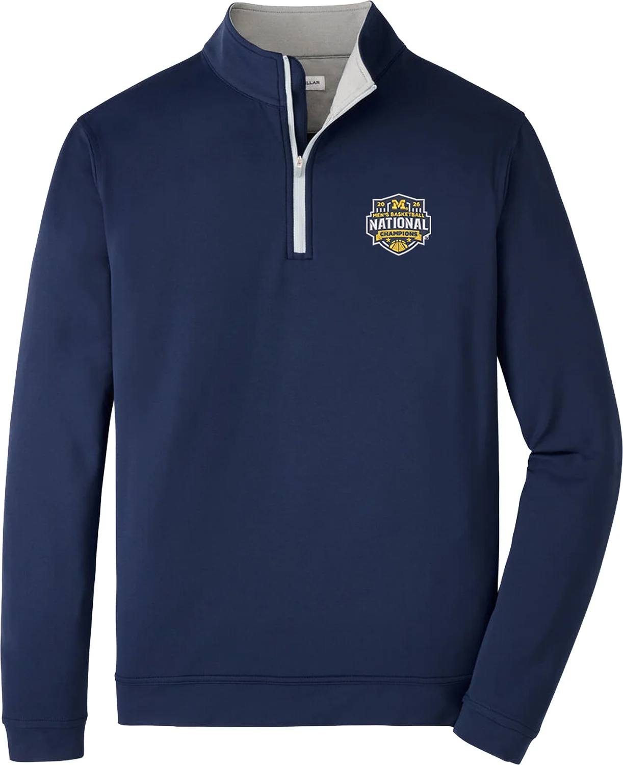 Peter Millar University of Michigan National Champion Perth Performance Quarter-Zip Mens Golf Pullover - Blue, Size: Medium