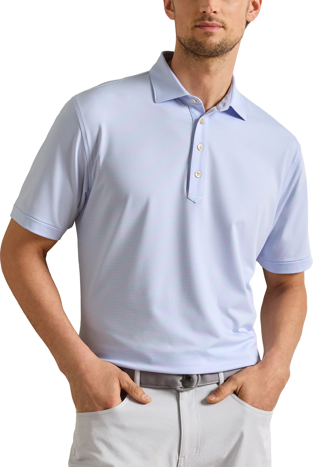 Peter Millar Wynn Performance Jersey Mens Golf Polo - Blue, Size: XXL