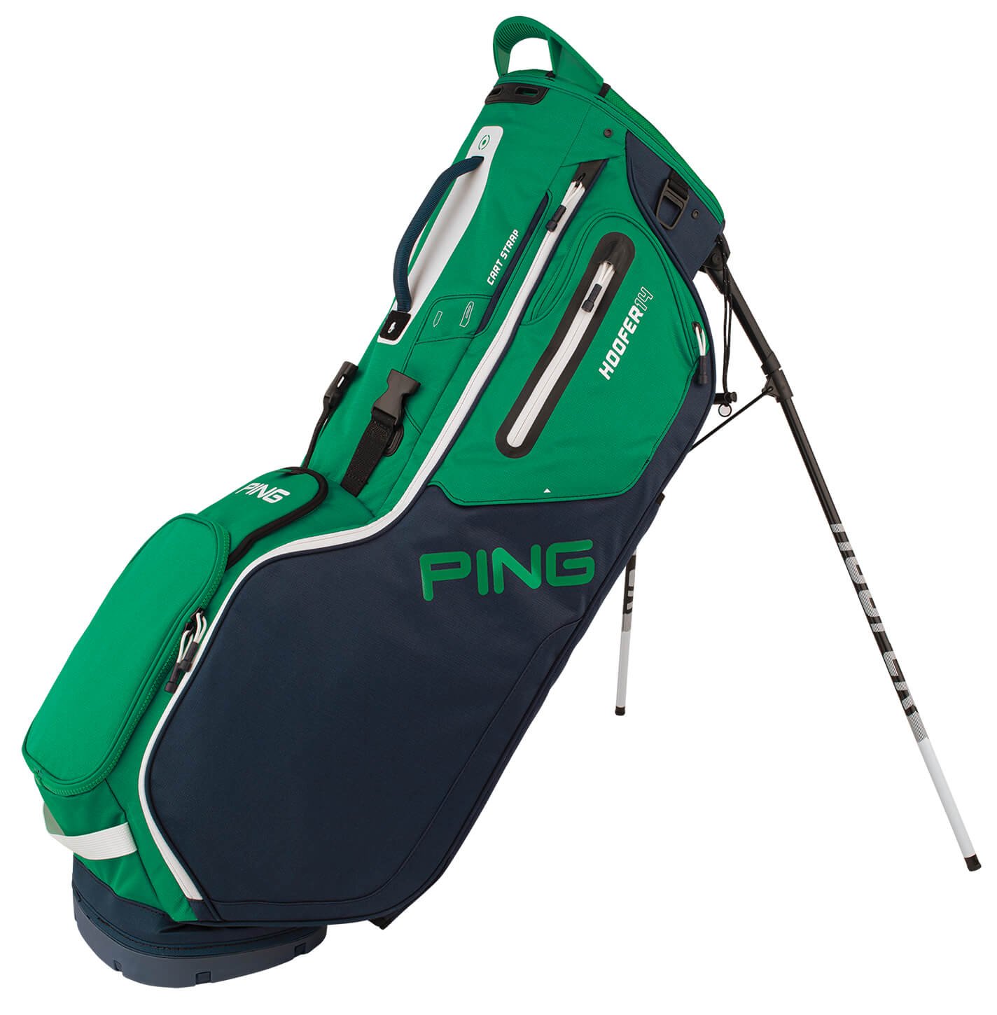 PING Men's Hoofer 14 Stand Bag, Polyester/Rayon in Navy/Green/White -  4356237