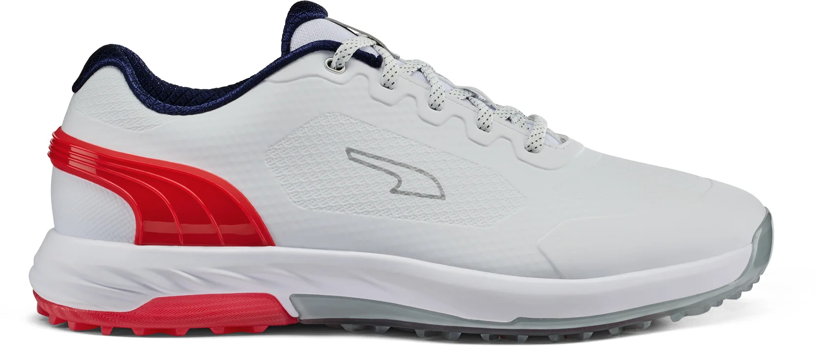 PUMA ALPHACAT NITRO Golf Shoes - Puma White/For All Time Red/Puma Navy - 9.5 - MEDIUM