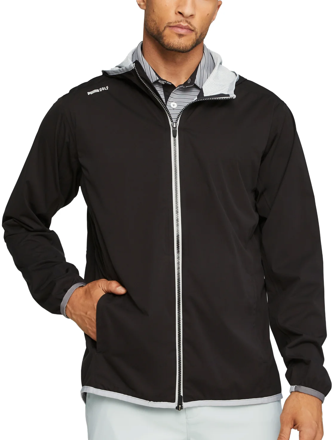 PUMA DRYLBL Packable Rain Mens Golf Jacket - Black, Size: Large