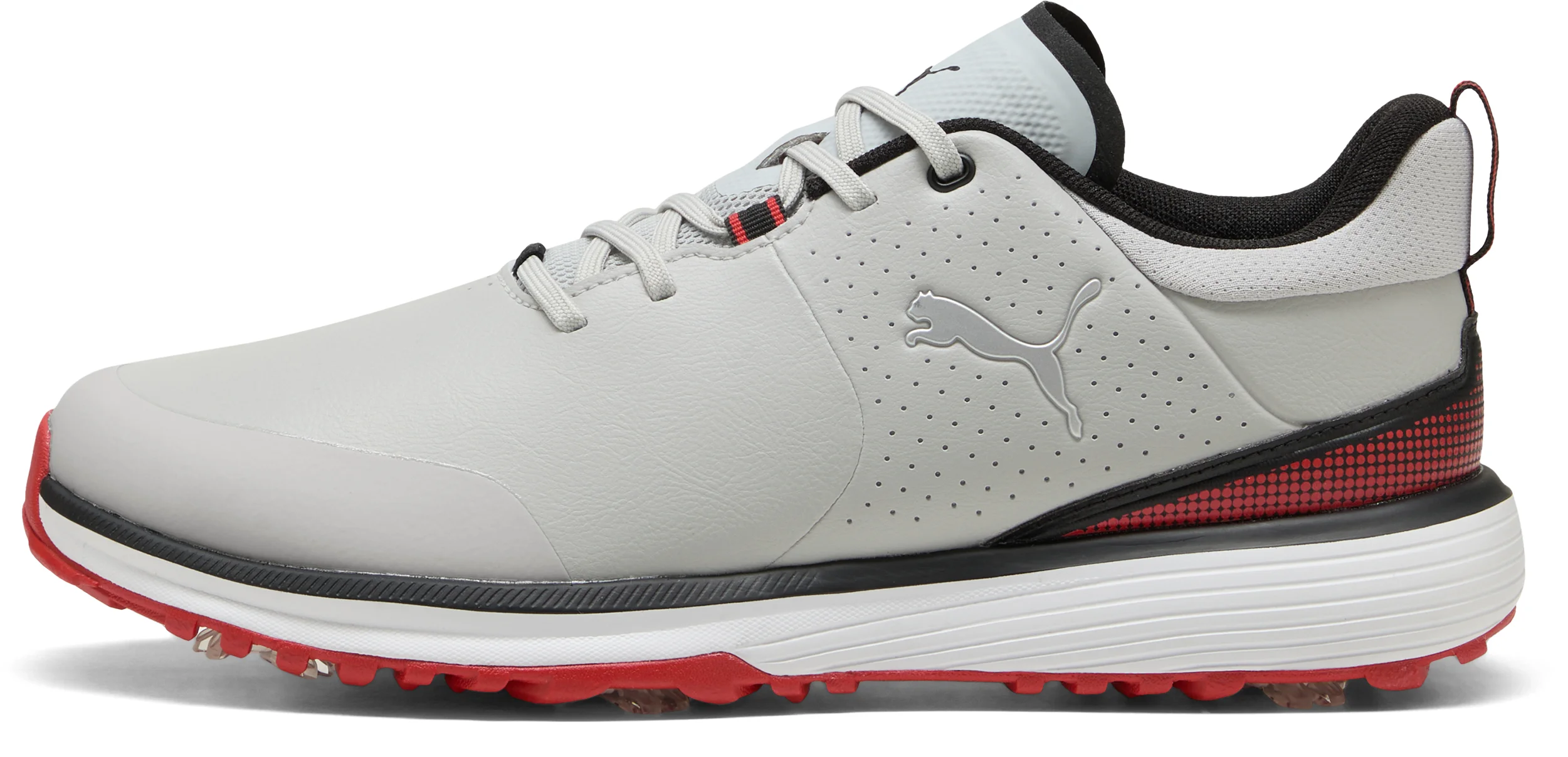 PUMA FUSION GRIP ST Golf Shoes 2026 - Ash Gray/Puma Black/Candy Apple - 10 - MEDIUM