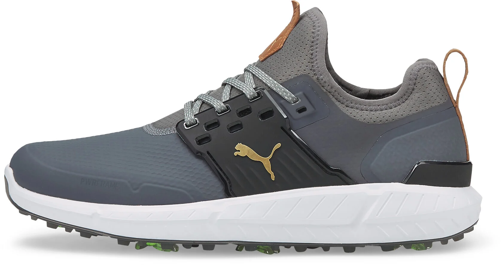 PUMA IGNITE Articulate Golf Shoes - Quiet Shade/Puma Team Gold/Puma Black - 8 - MEDIUM