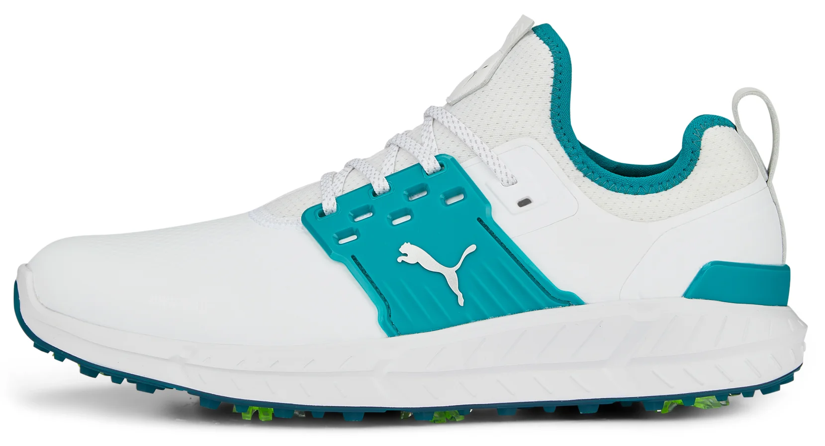 PUMA IGNITE Articulate Golf Shoes - PUMA White/PUMA Silver/Green Lagoon - 9.5 - MEDIUM