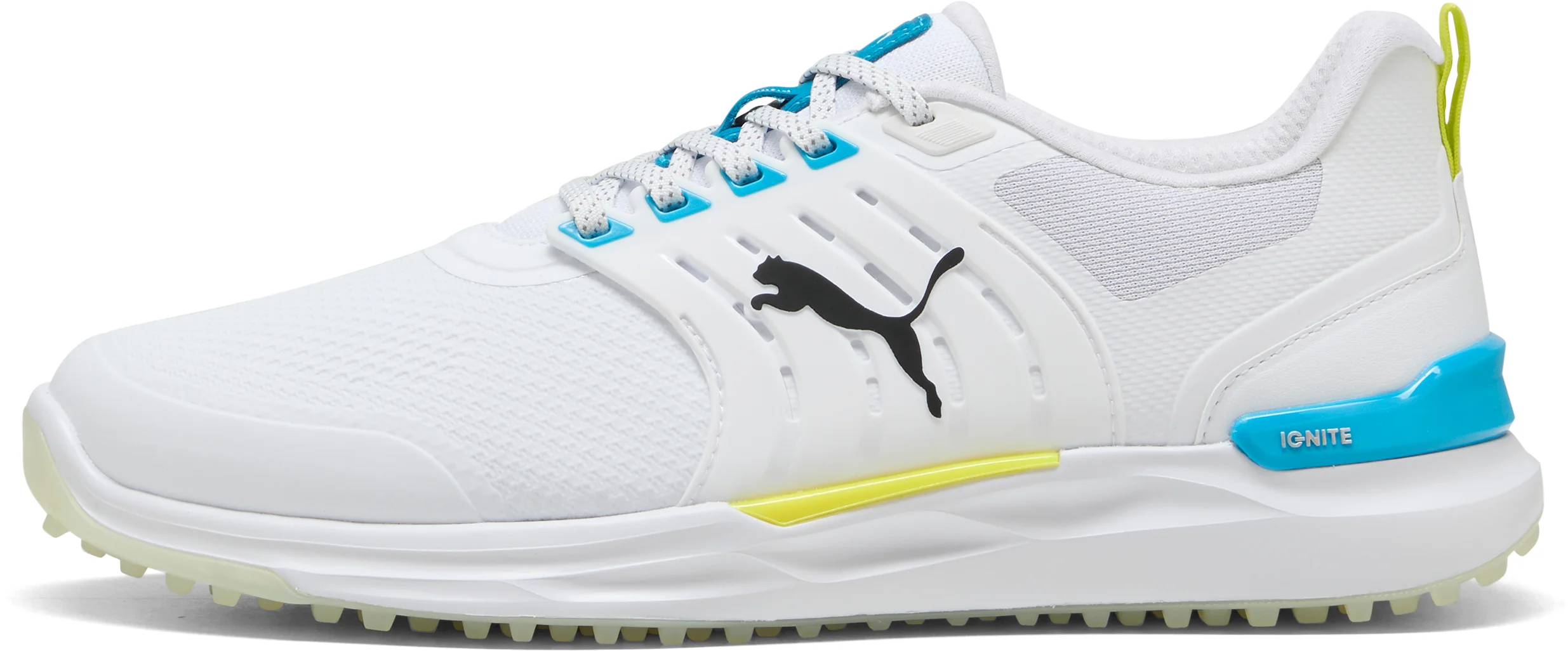 PUMA IGNITE ELEVATE 2 Spikeless Golf Shoes 2026 - Puma White/Speed Blue/Apple Spritz - 10 - MEDIUM