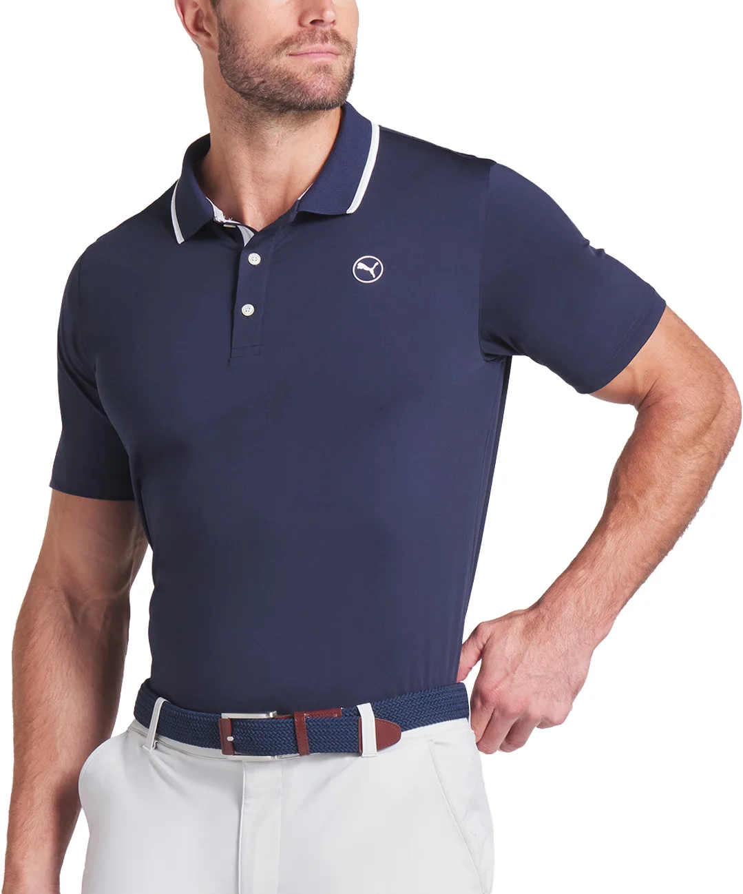 PUMA MATTR Elevated Solid Mens Golf Polo - Left Chest Logo - Blue, Size: XXXL