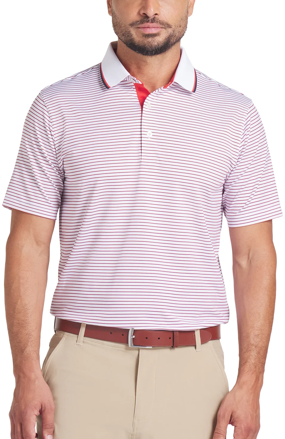 PUMA MATTR Elevated Stripe Mens Golf Polo - Red, Size: XXXL