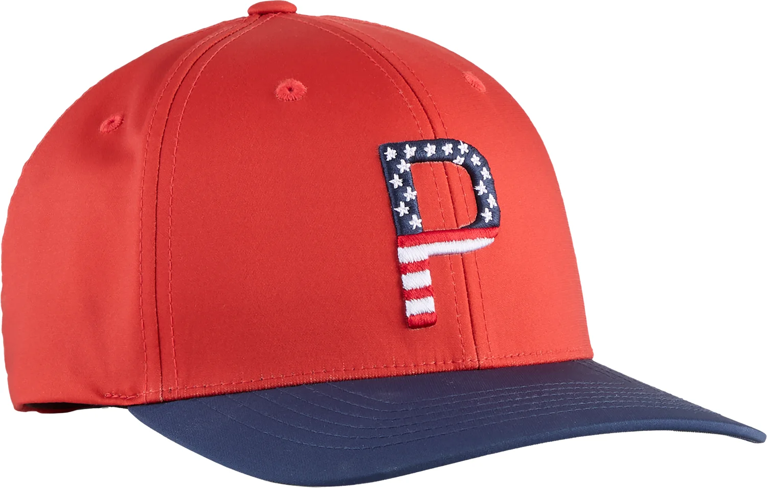 PUMA Pars & Stripes 6-Panel Mens Golf Hat - Red