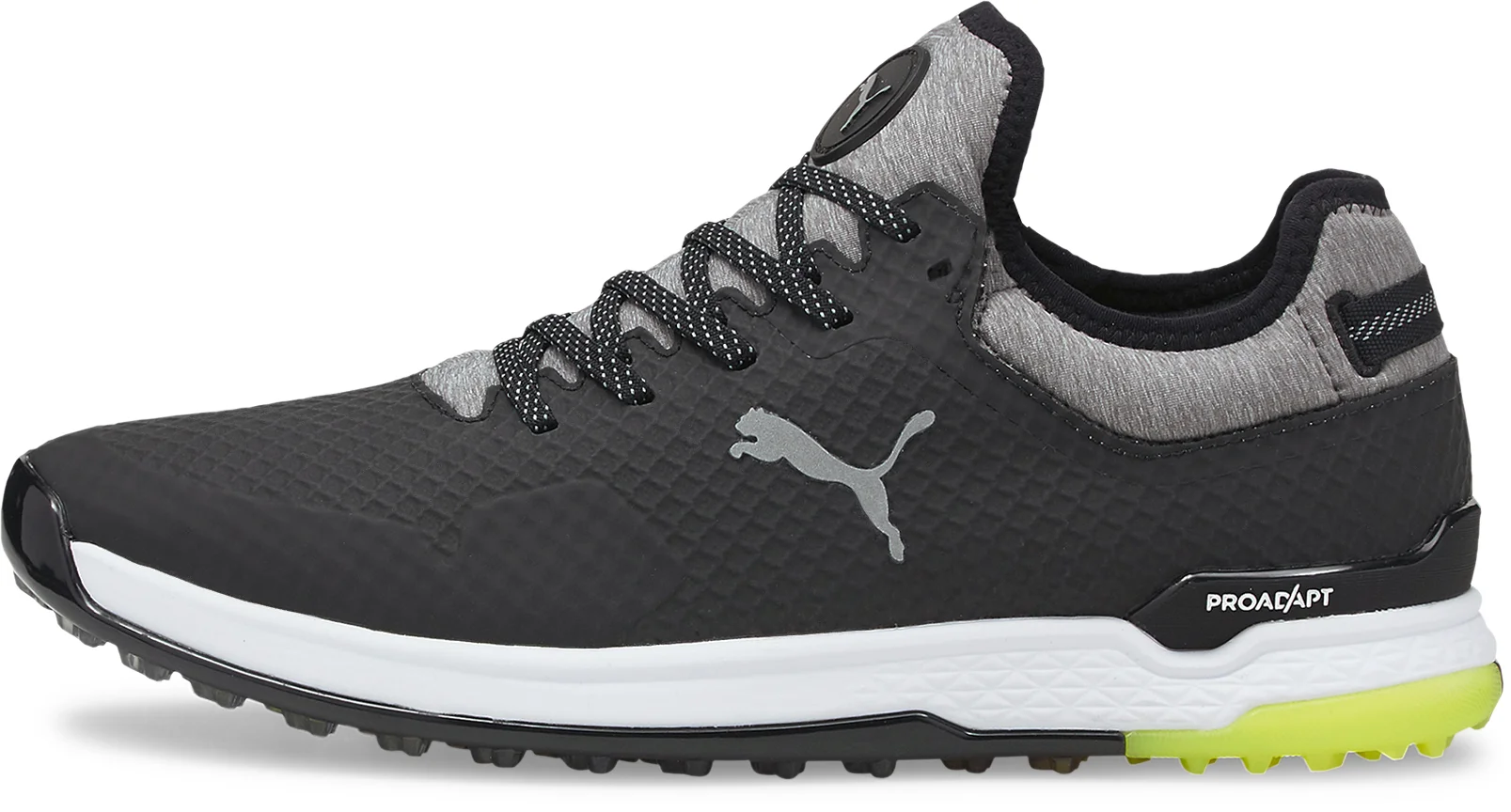 PUMA PROADAPT ALPHACAT Golf Shoes - Puma Black/Puma Silver/Safety Yellow - 8.5 - MEDIUM