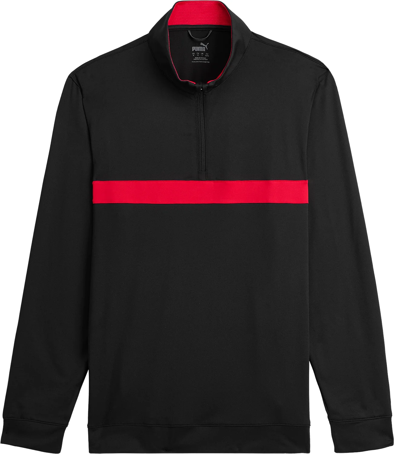 PUMA Pure Colorblock Quarter Zip Mens Golf Pullover - Black, Size: XXL