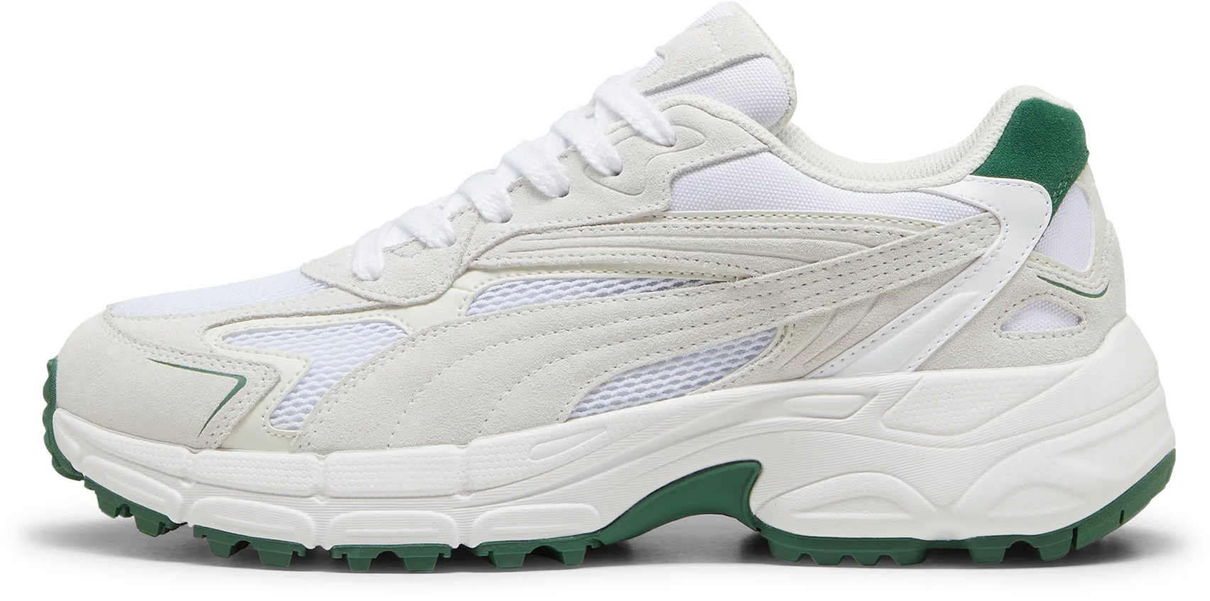 PUMA Teveris G Spikeless Golf Shoes - Puma White/Vapor Grey/Vine - 10 - MEDIUM