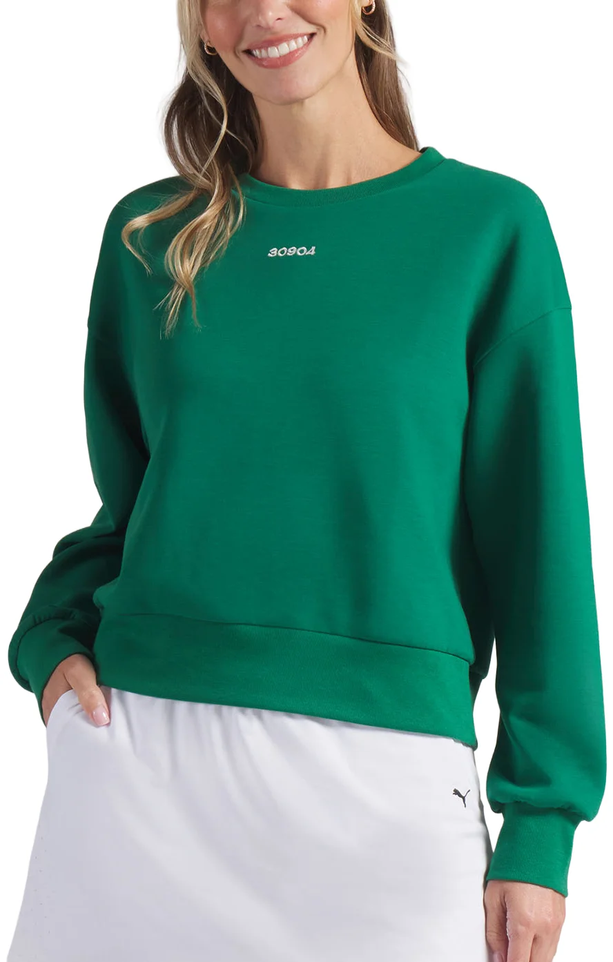 PUMA Womens 30904 CLOUDSPUN Fleece Golf Sweatshirt - 01 LUSO GREEN - XS