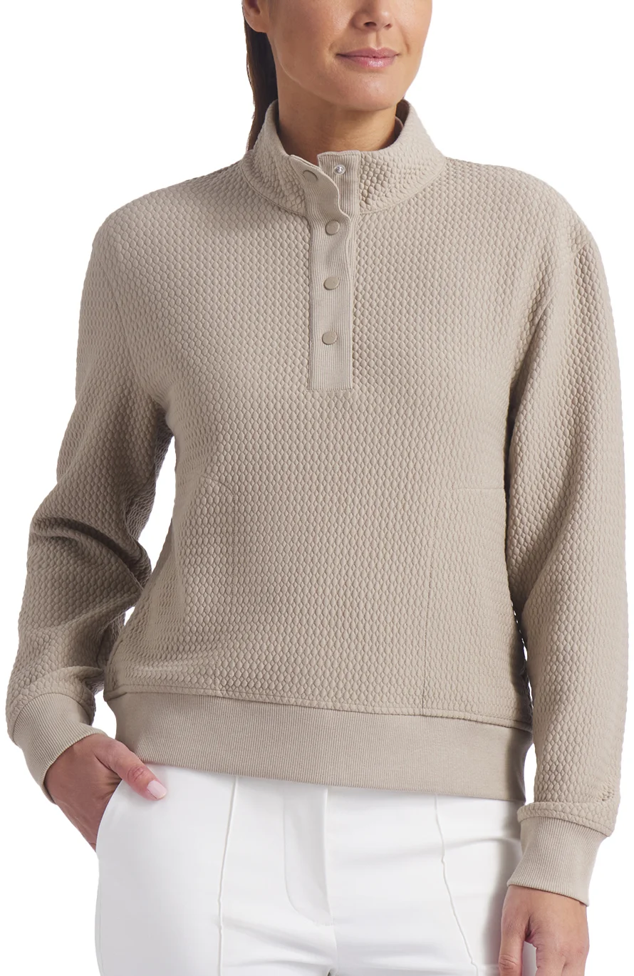PUMA Womens Boulder Half Snap Golf Pullover - Khaki, Size: XXL