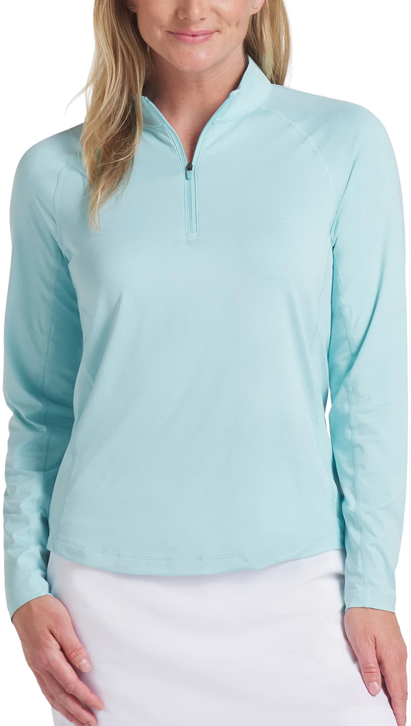 PUMA Womens YouV Brrr Solid Quarter Zip Golf Pullover - Blue, Size: X-Small
