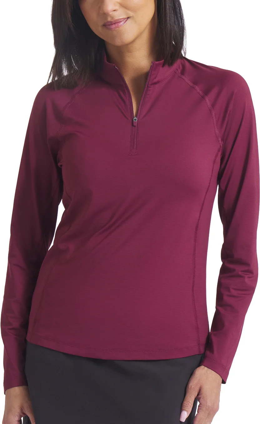 PUMA Womens YouV Brrr Solid Quarter Zip Golf Pullover - Red, Size: X-Small