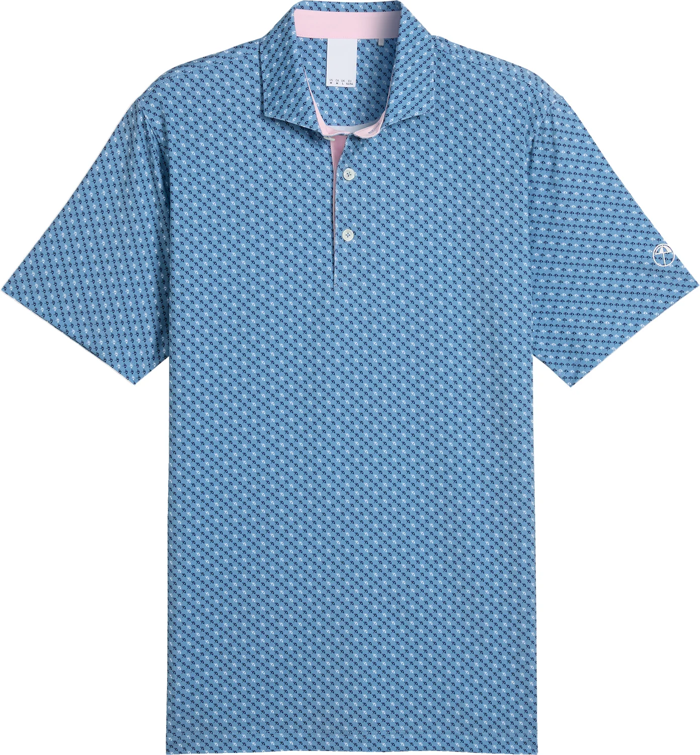 PUMA x AP Micro Umbrellas Mens Golf Polo - Arnold Palmer Collection - Blue, Size: Small