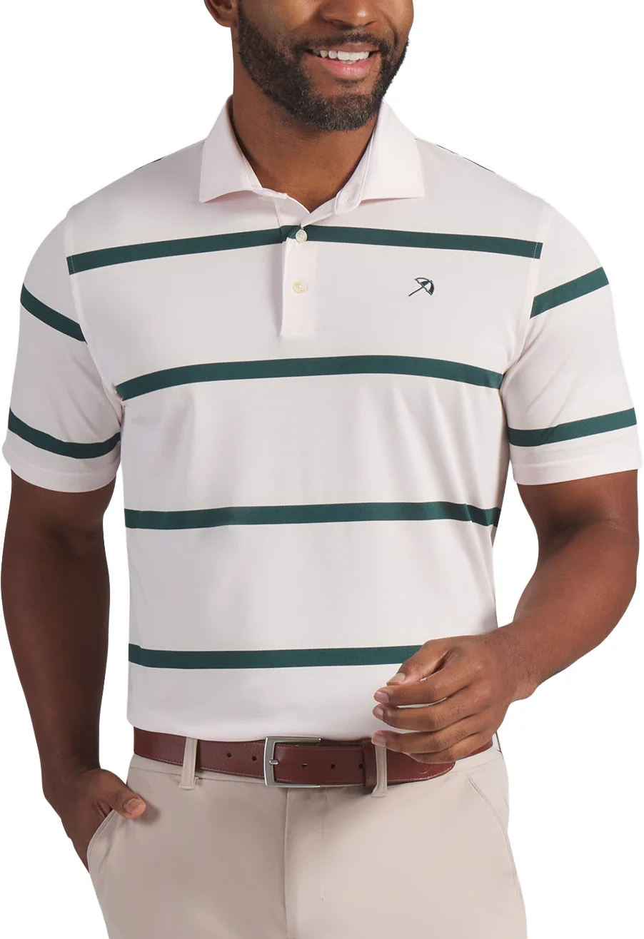 PUMA x AP Pique Stripe Mens Golf Polo - Pink, Size: Small