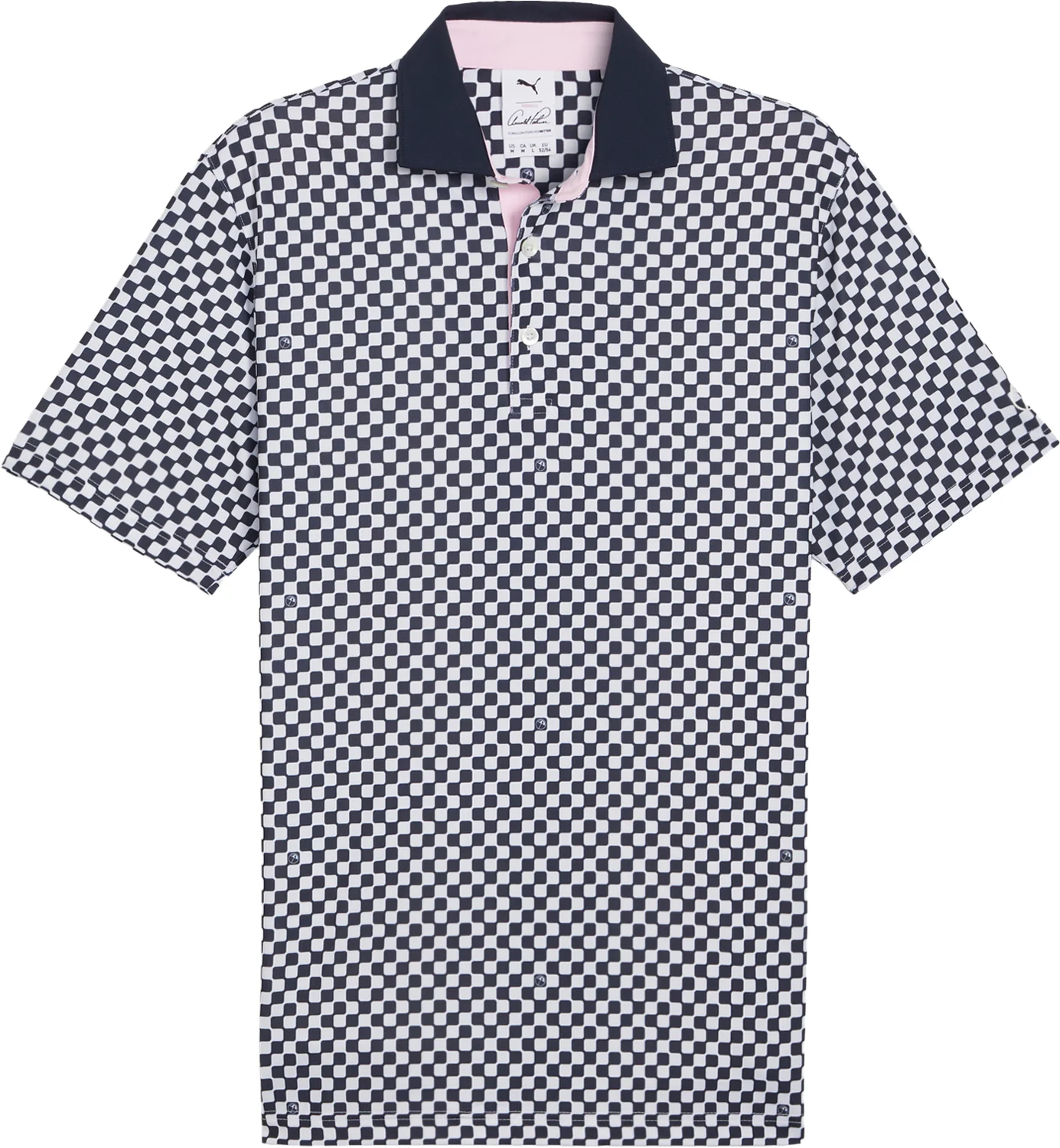 PUMA X AP MATTR Checkered Mens Golf Polo Arnold Palmer Collection - Blue, Size: Small