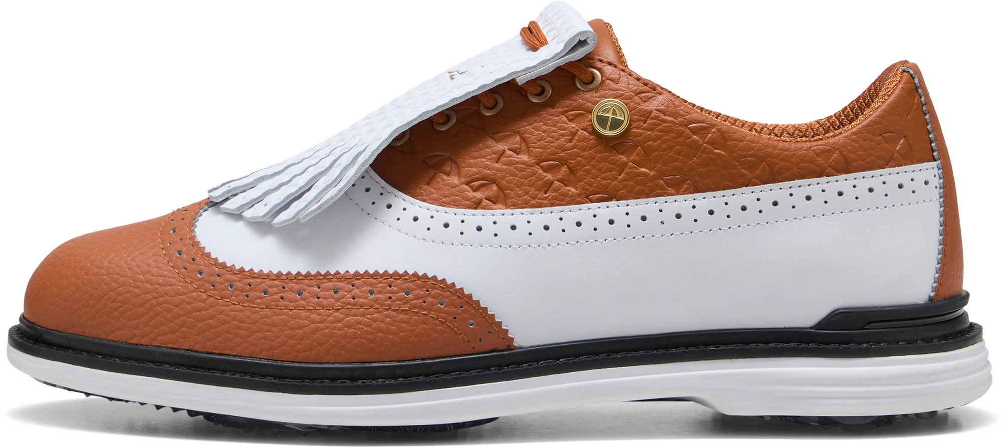 PUMA x Arnold Palmer ROYALE Wingtip Limited Edition Golf Shoes - Puma White/Leather Brown/Puma Black - 10 - MEDIUM