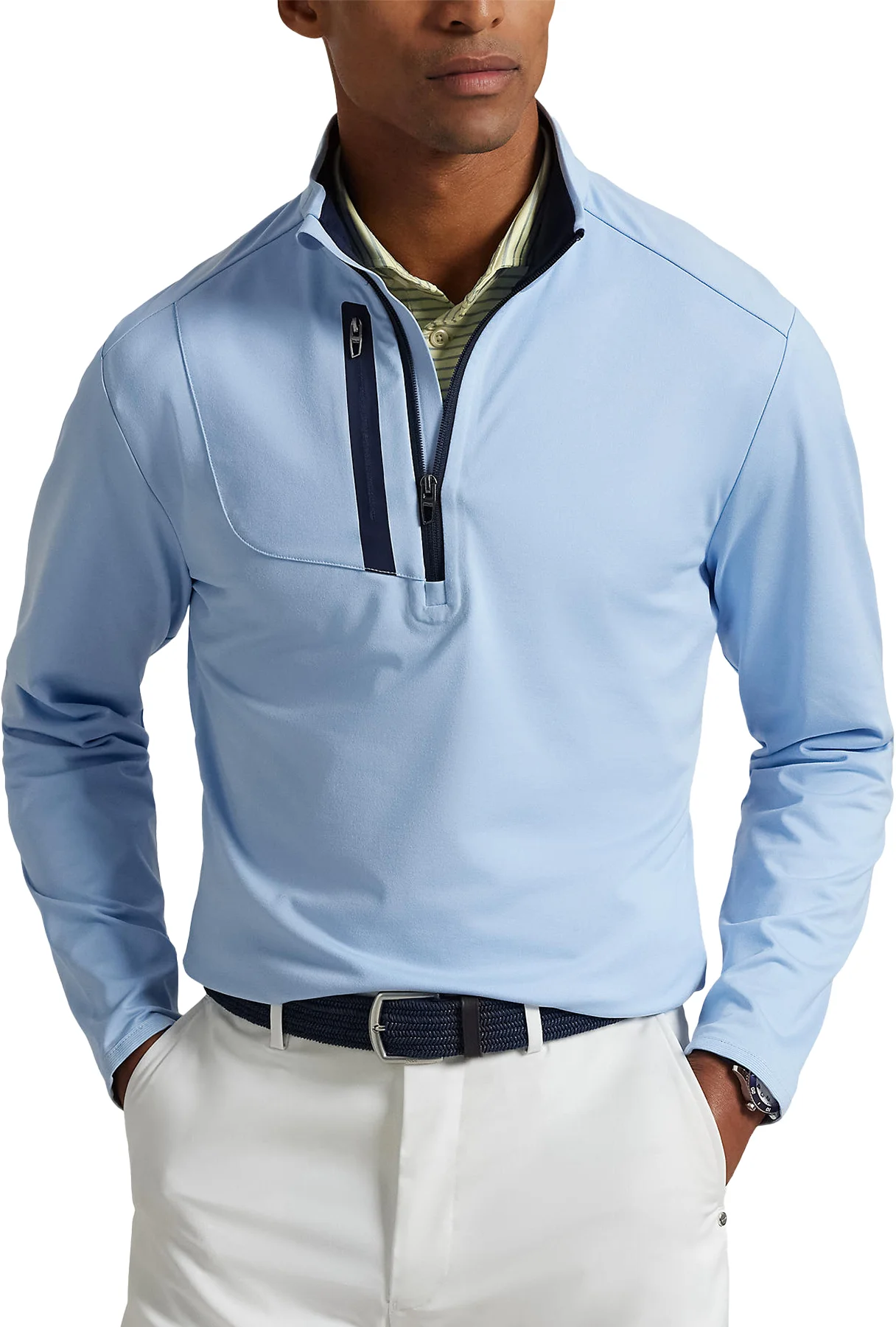 RLX Ralph Lauren Stretch Jersey Mens Golf Pullover - Blue, Size: Small