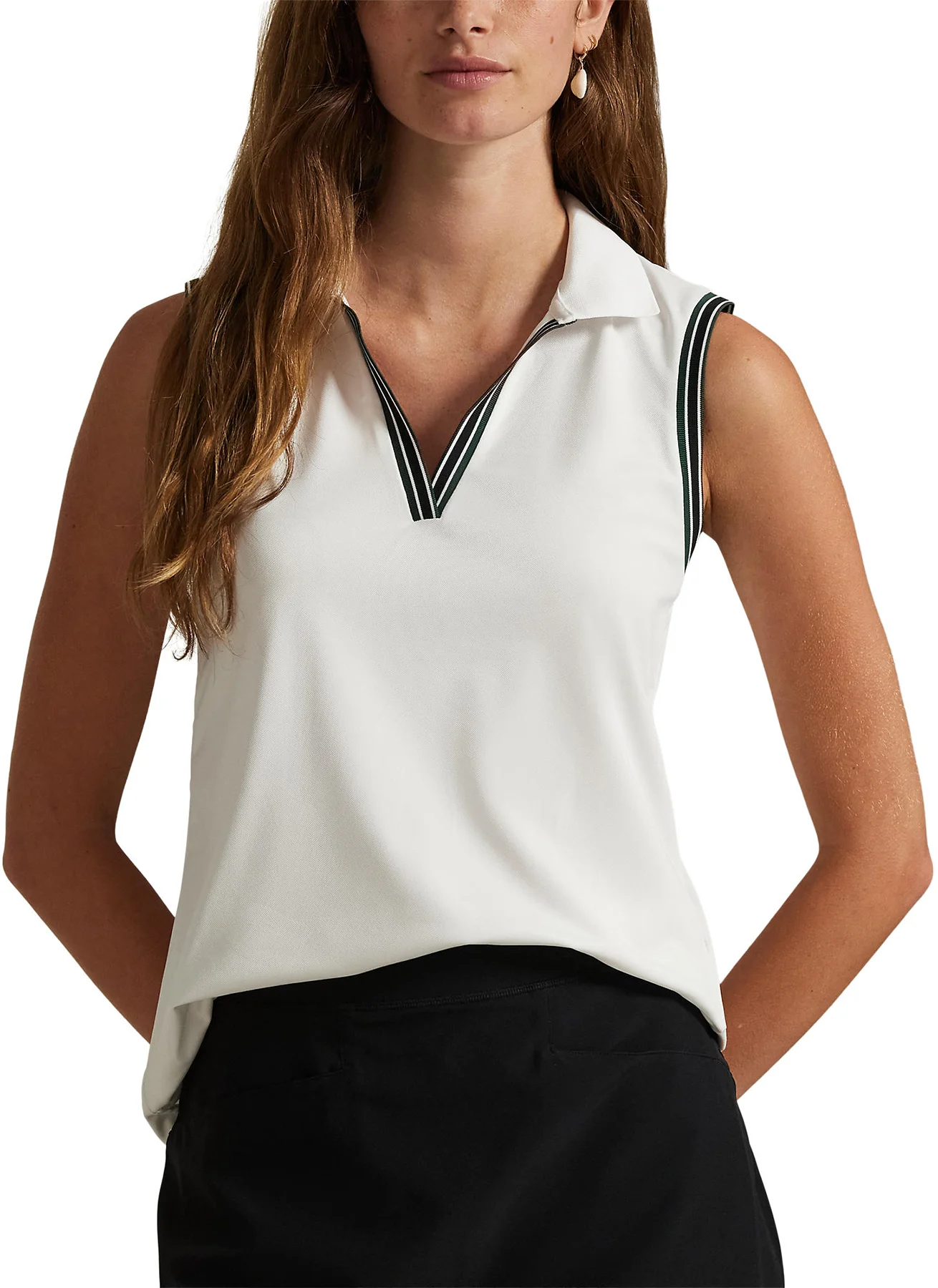 RLX Ralph Lauren Womens Slim Fit Sleeveless Golf Polo Shirt - White, Size: Small