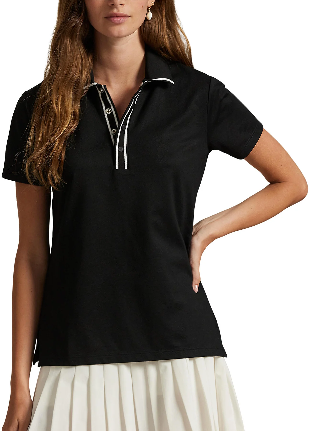 RLX Ralph Lauren Womens Tailored Fit Pique Golf Polo Shirt - Black, Size: Medium