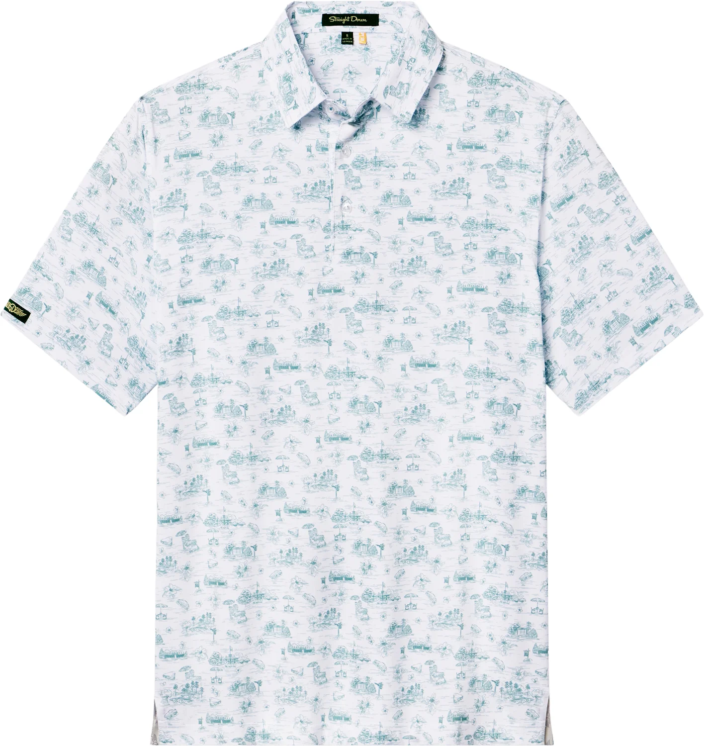 Straight Down First Major Mens Golf Polo - Green, Size: Medium