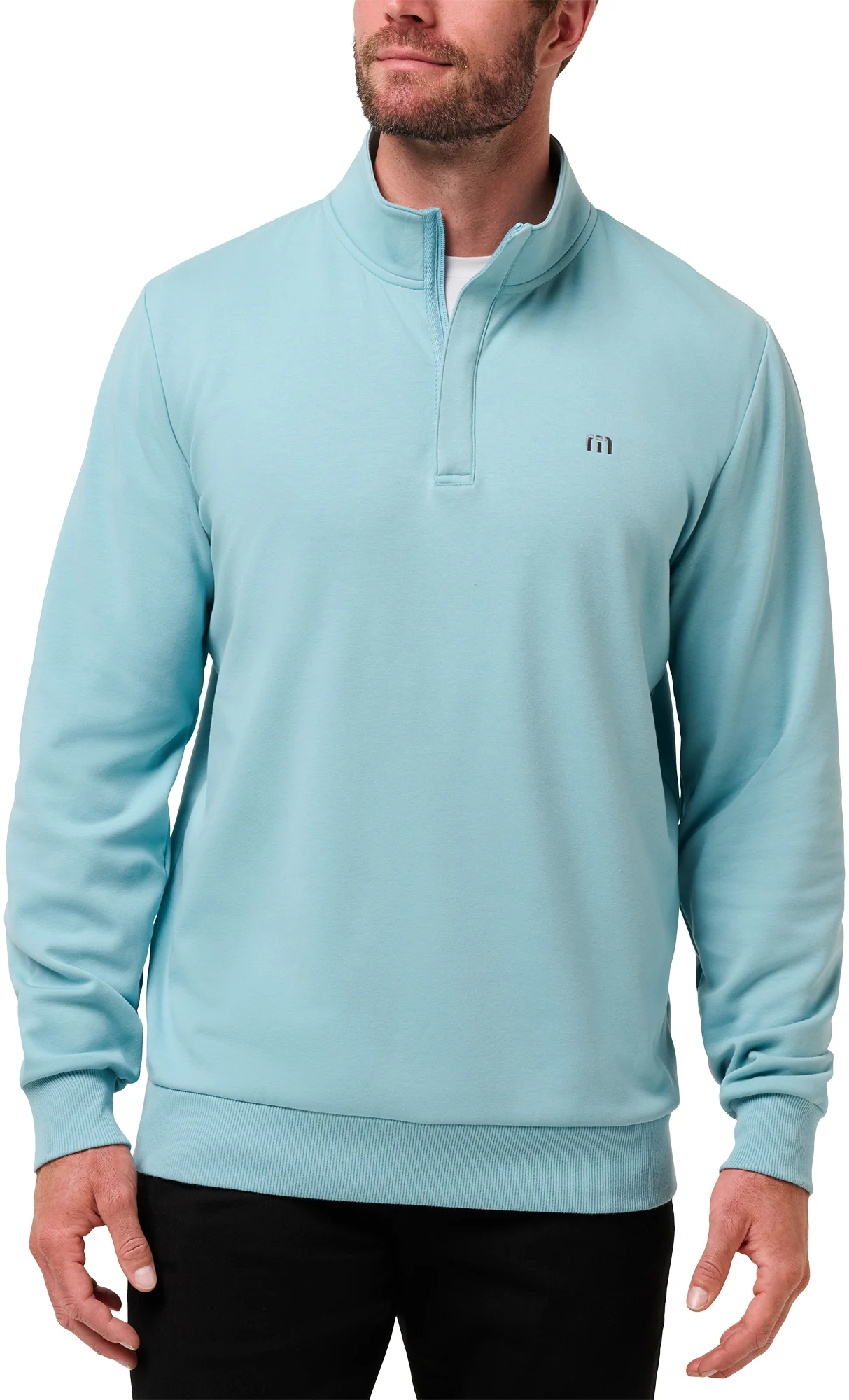 TravisMathew Cloud Quarter Zip 2.0 Mens Golf Pullover - Blue, Size: XXL