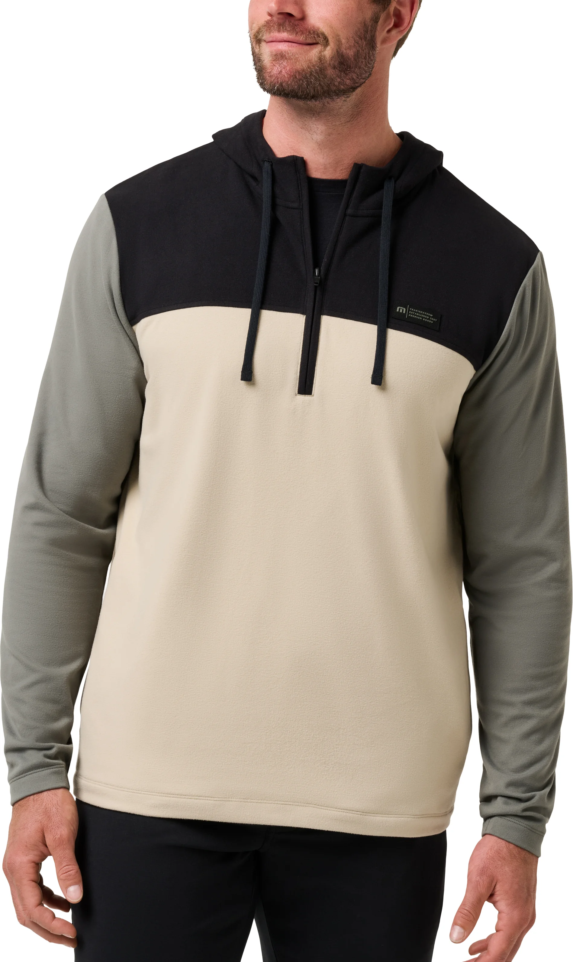 TravisMathew Brrrr Season Quarter Zip Mens Golf Pullover - Black, Size: XXL