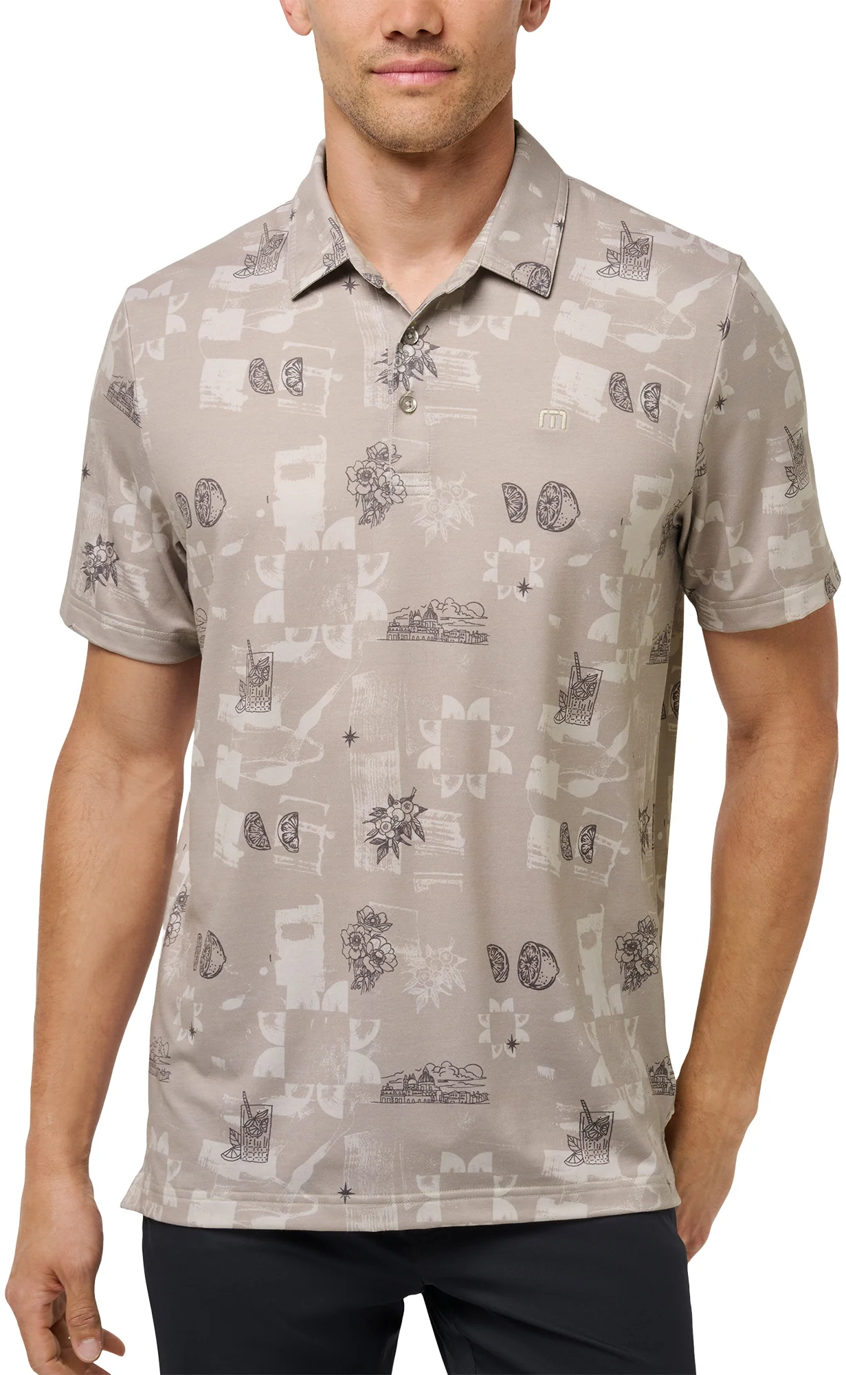 TravisMathew Featherweight Spritz Mens Golf Polo - Khaki, Size: Small