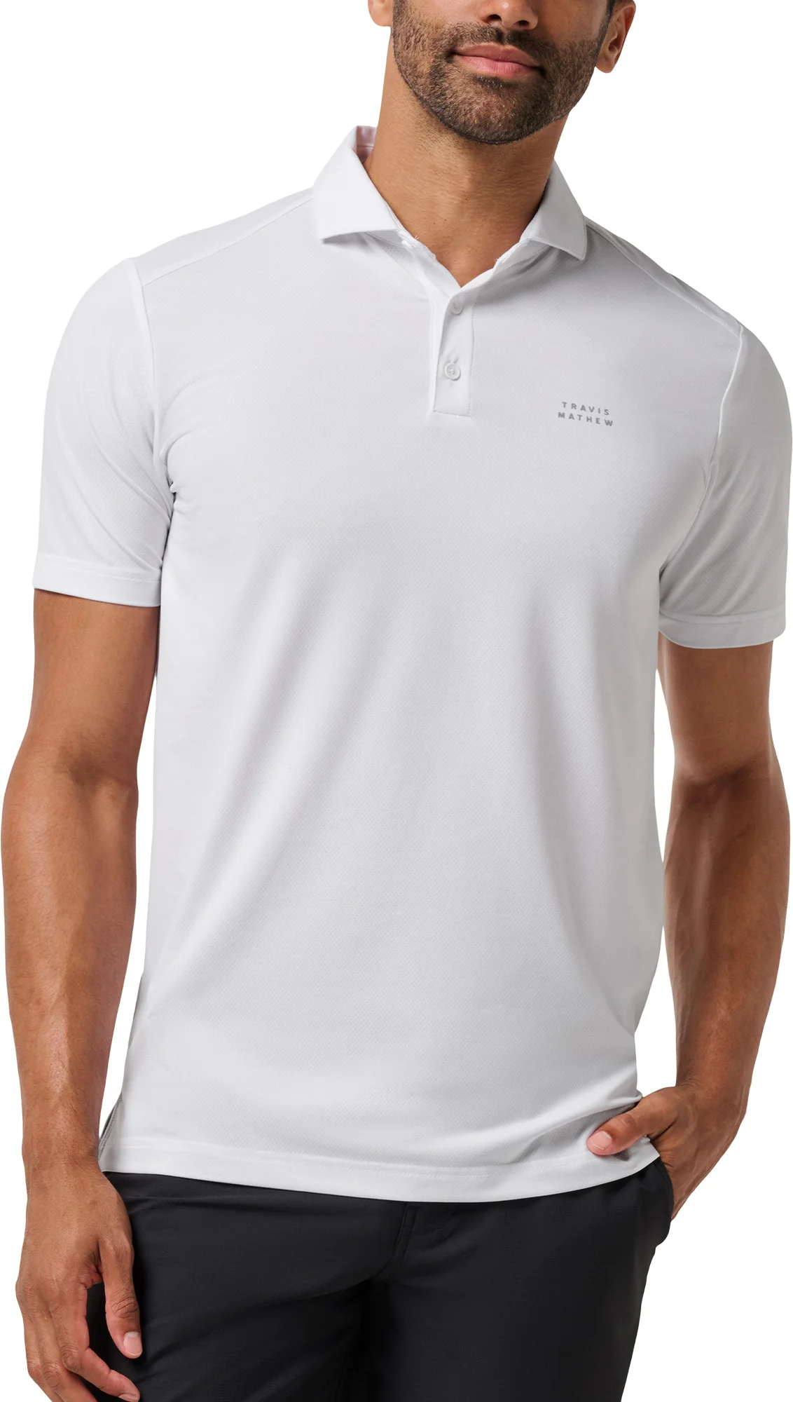 TravisMathew Heater Active Mens Golf Polo - White, Size: Large
