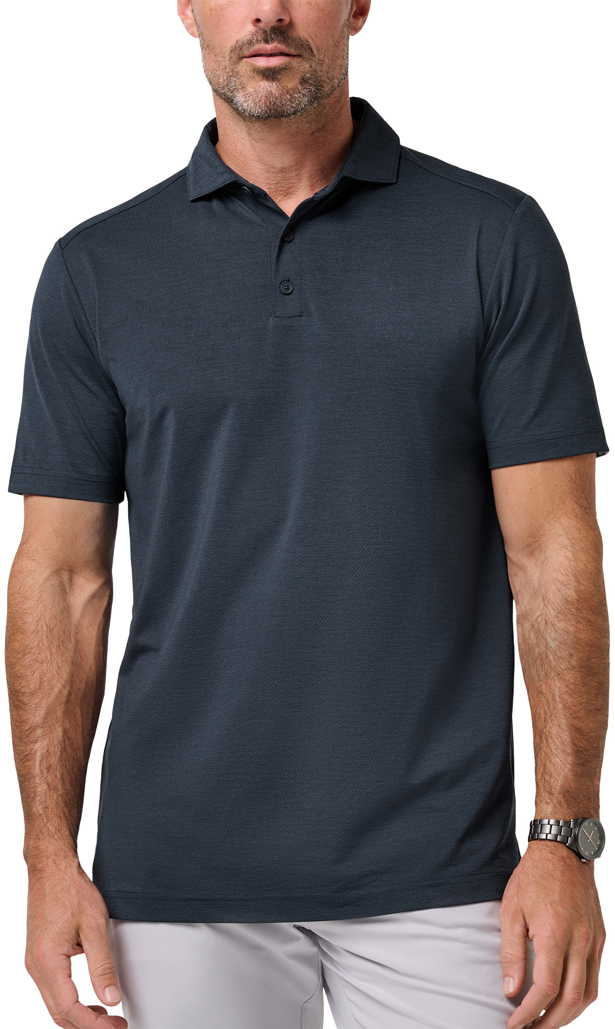 TravisMathew Heather Active Mens Golf Polo - No Logo - Blue, Size: Small