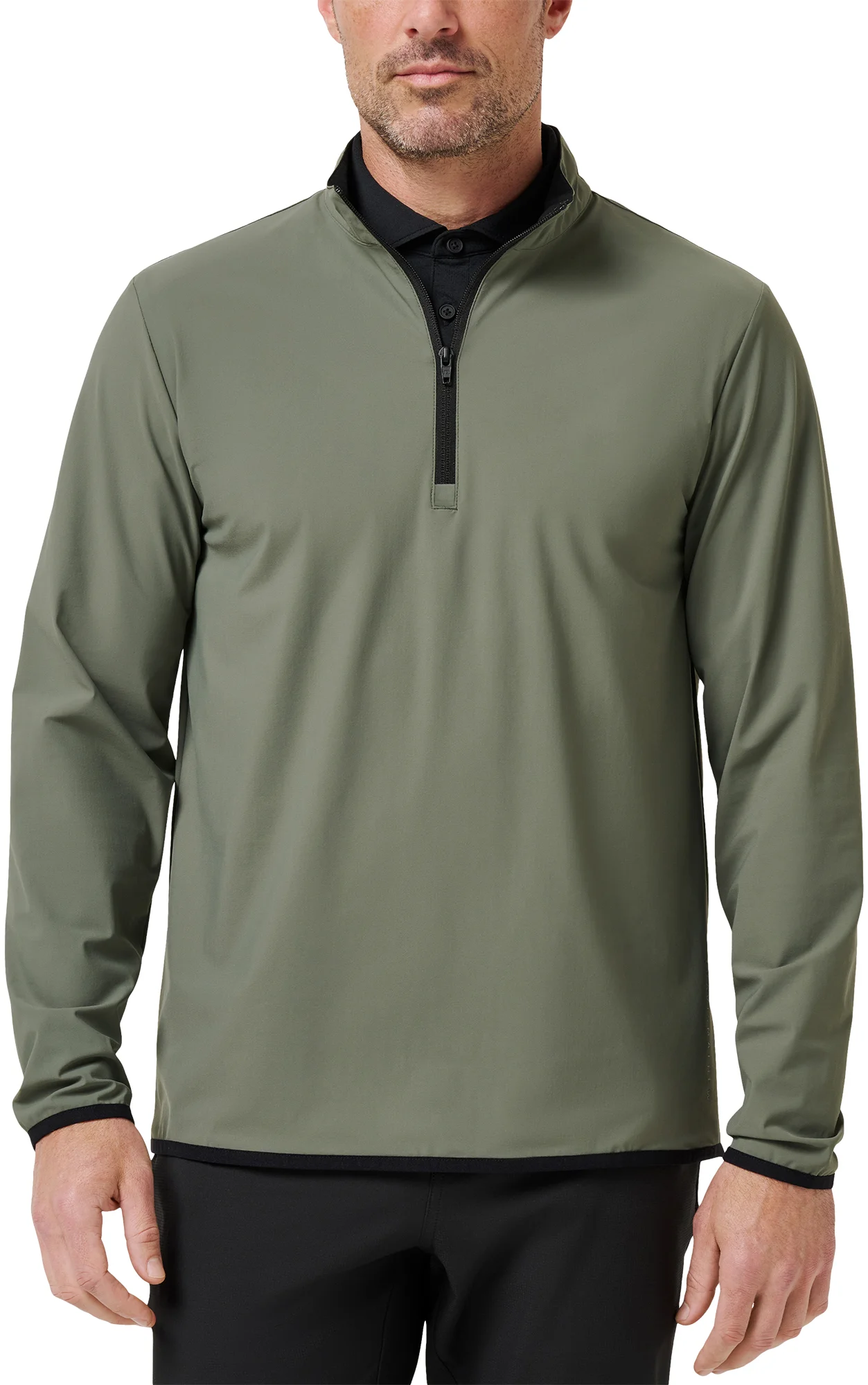 TravisMathew Jeep Tour Quarter Zip Mens Golf Pullover - Green, Size: Small