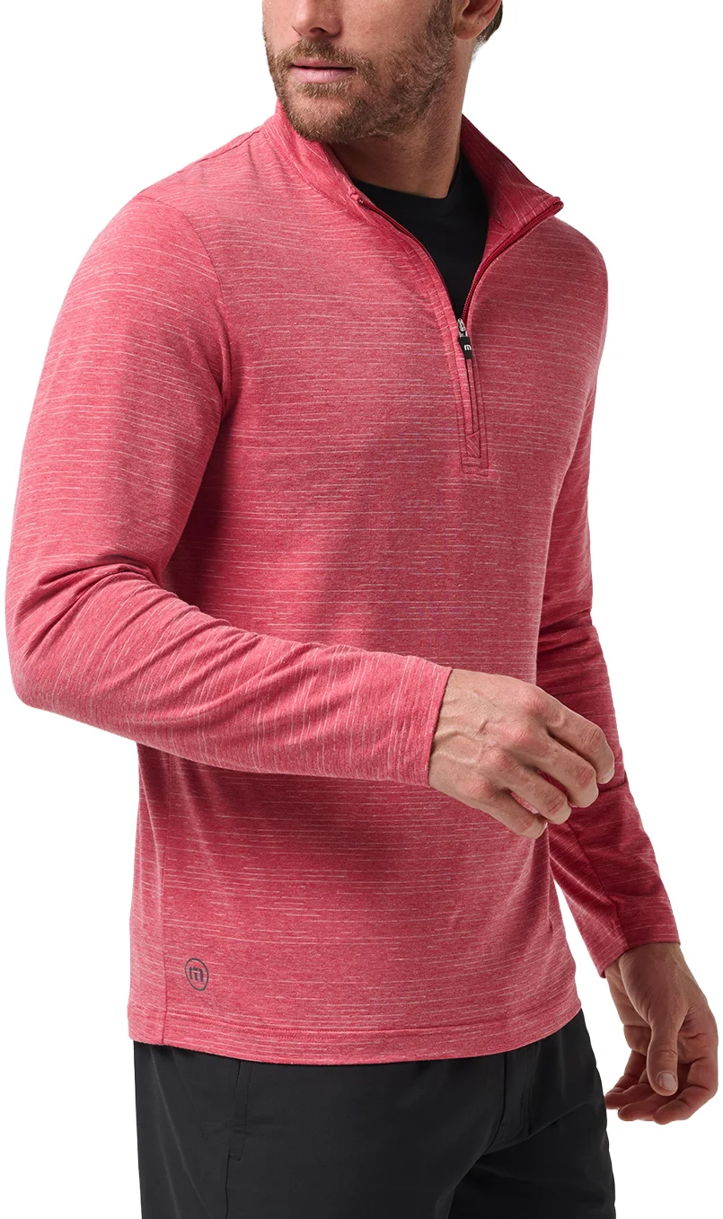 TravisMathew The Heater Quarter Zip Mens Golf Pullover - Red, Size: X-Large
