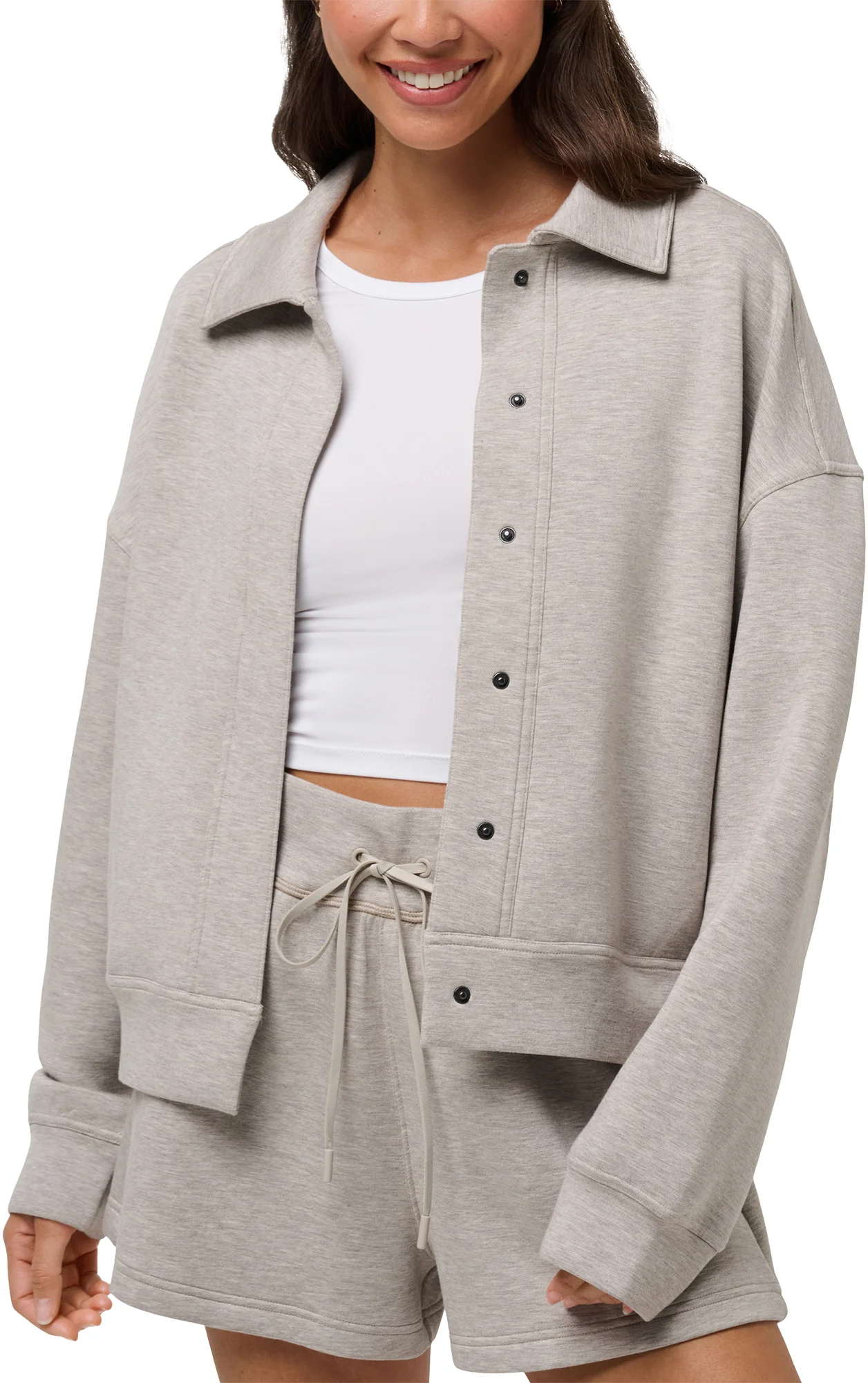 TravisMathew Womens Cloudscape Button Down Golf Jacket - Khaki, Size: X-Large