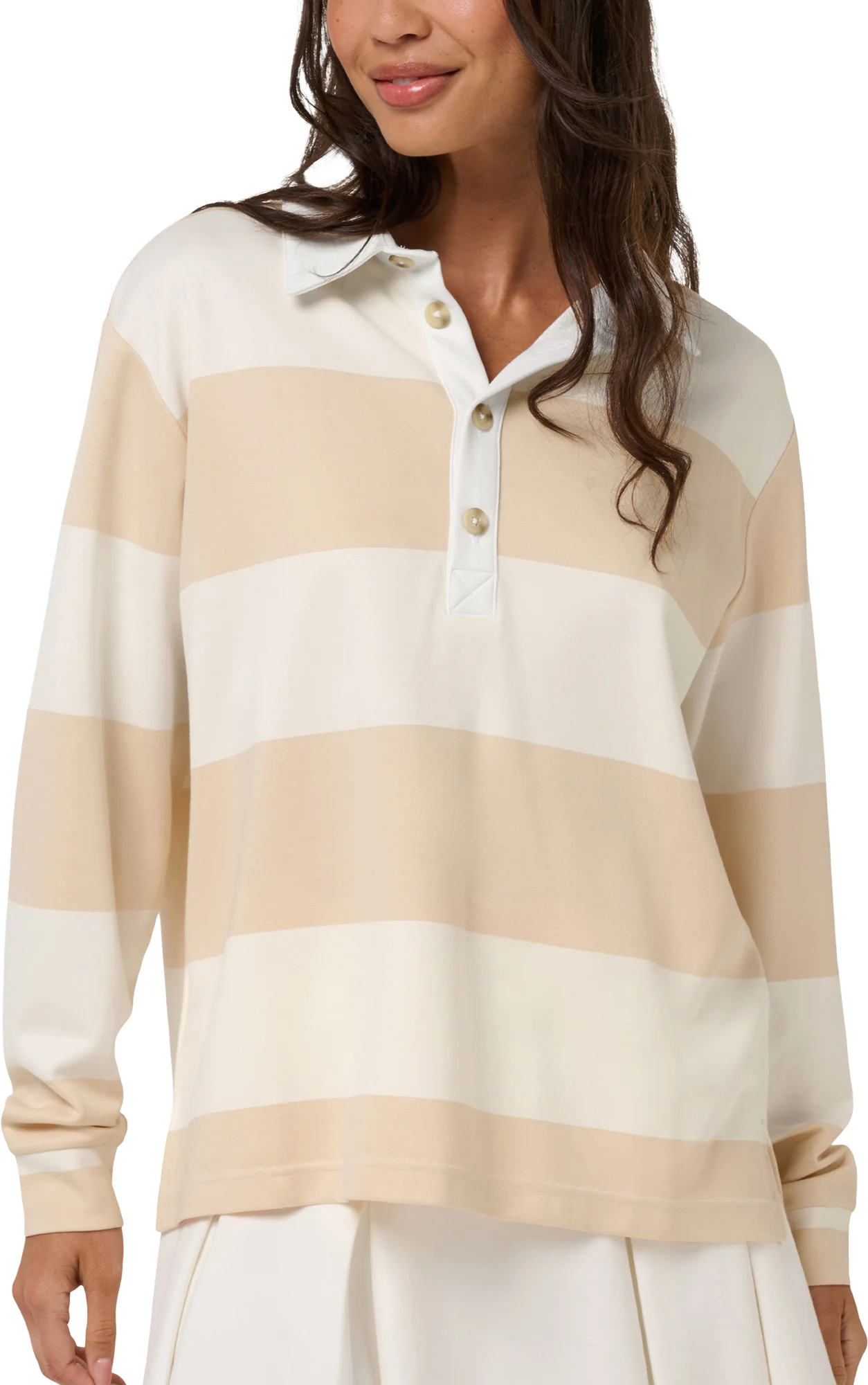 TravisMathew Womens Rugby Polo Golf Top - Khaki, Size: Small