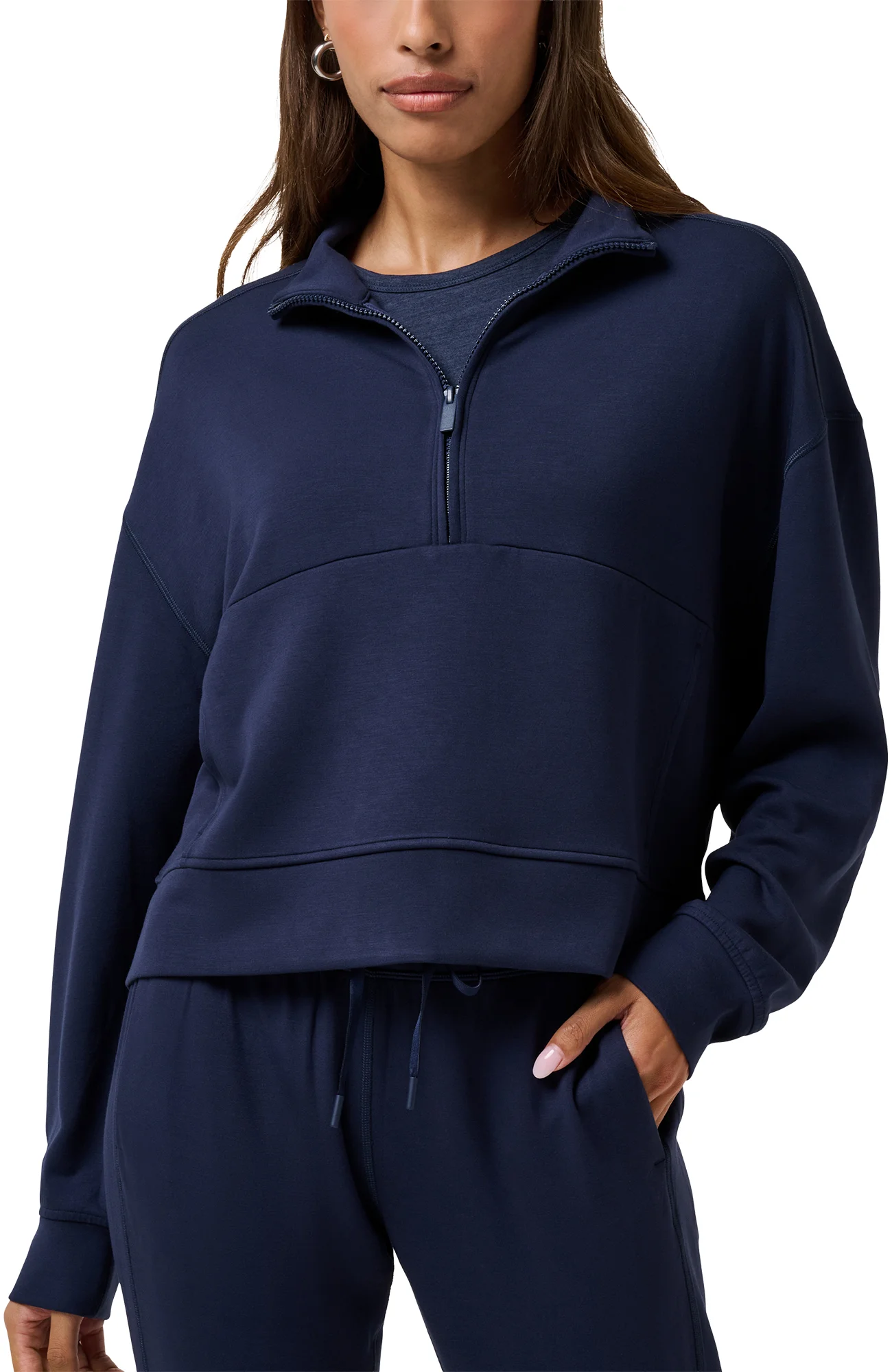 TravisMathew Womens Skyloft Soft Half Zip 2.0 Golf Pullover - Blue, Size: Large