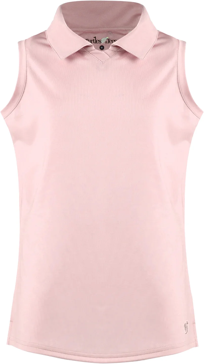Turtles & Tees Junior Girls Izzy Sleeveless Golf Polo - Pink, Size: Large (10/12)